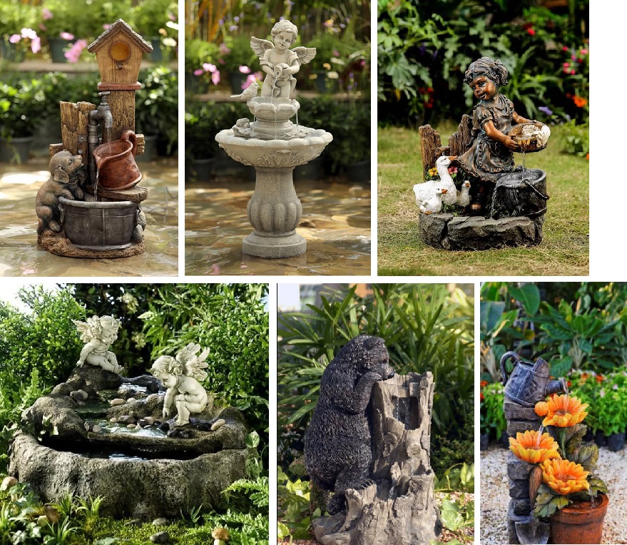 модели садовых фонтанов с фигурами