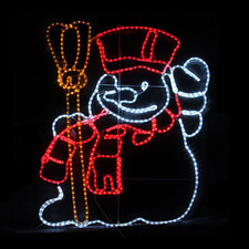 Светодиодная LED фигура из дюралайта "Снеговик с метелкой" 100х120 см