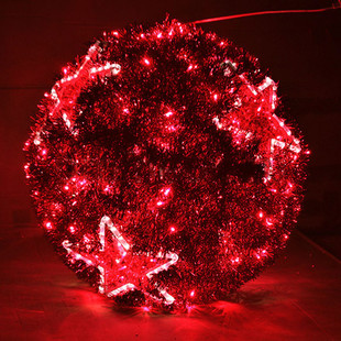 Светящаяся подвесная LED фигура с мишурой "Пушистый шар" 40 см