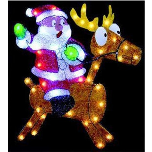 Новогодняя светодиодная фигура на подставке "Санта Клаус на олене" 67,5х61 см