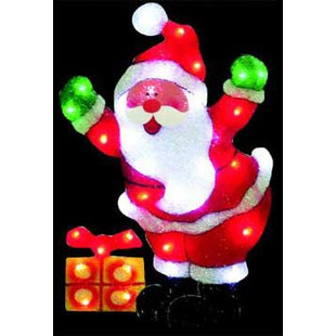 Новогодняя светодиодная фигура на подставке "Санта Клаус с подарком" 54х36 см