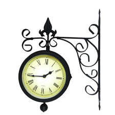 Уличные часы на кронштейне для дачи с термометром двухсторонние "Парту"