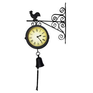 Уличные часы на кронштейне двухсторонние с колокольчиком "Петушок"