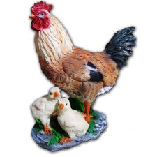 Садовая фигура для декора "Курица малая с двумя цыплятами"