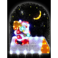 Светодиодное панно "Санта с мешком на крыше" 75х62 см