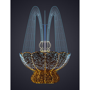 Большой световой фонтан "Классик Лайт 3 луча" 6х5 м