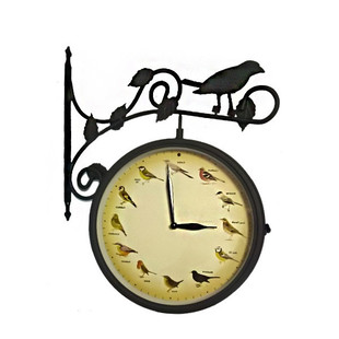 Уличные часы для дачи двухсторонние с музыкальным сопровождением "Птичьи трели", на кронштейне