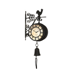 Уличные часы фасадные двухсторонние с колокольчиком "Петушок", на кронштейне