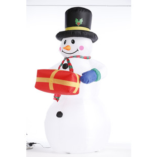 Новогодняя надувная фигура "Снеговик с подарком" 240 см