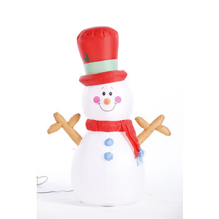 Новогодняя надувная фигура "Снеговик в красном цилиндре" 120 см