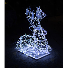Новогодняя светодиодная фигура сидящего оленя "Купидон малый" 1.4х1 м