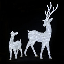 Комплект акриловых светодиодных фигур "Пара белых благородных оленей"