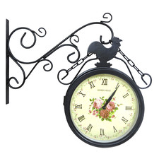 Уличные часы с термометром для дачи на кронштейне "Элеганс"