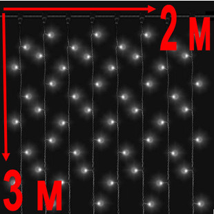 Уличный светодиодный дождь "Плей-Лайт" 2х3 м, белый каучуковый провод