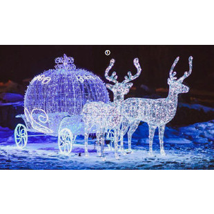 Новогодняя светодиодная фигура "Карета Золушки" с оленями