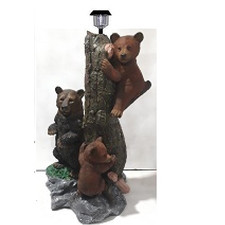 Садовая фигура с подсветкой на солнечной батарее "Три медведя под деревом-фонарем" 89х58 см