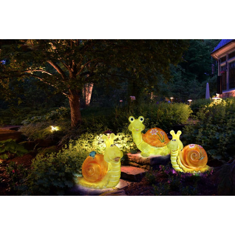 Светодиодная садово-парковая фигура-светильник из стекловолокна "Улитка с цветком"